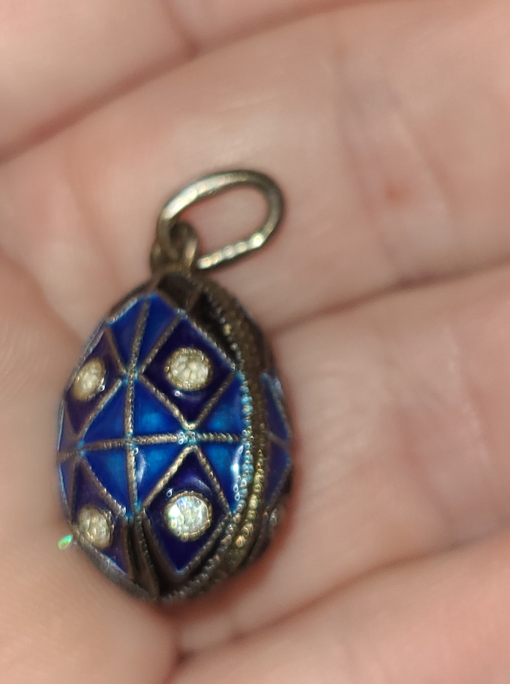 Antique Sterling 925 Russian Egg Pendant